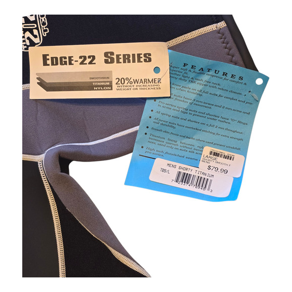 Ocean Tec Wetsuit Mens Shorty Titanium 2/2 Edge 22 Series Large Black Gray NWT - Picture 5 of 11